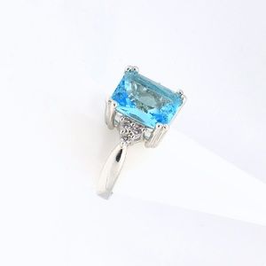 Alexa Blue Sterling Silver Gem & CZ Cocktail Ring